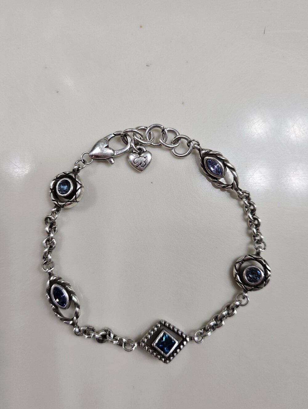 Retired Brighton Halo Charm Link Bracelet with Swarovski Crystals